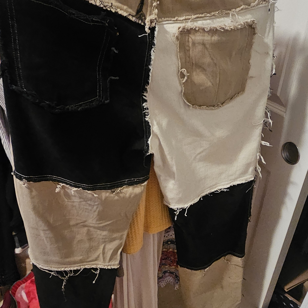 Black And Cream Patchwork Pants - image 2